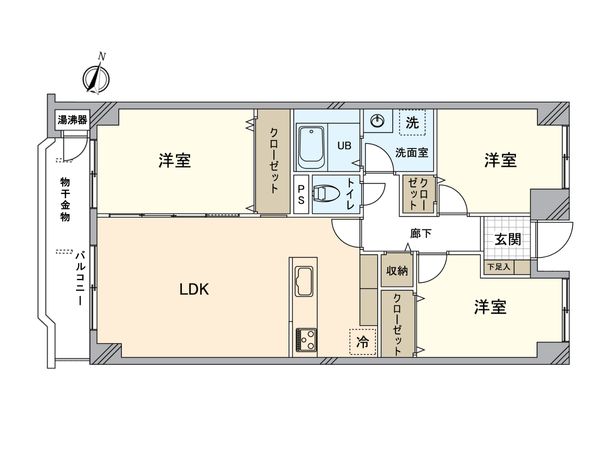 ファミール岡山 便利な全居室収納スペース付！3LDKのお部屋です。