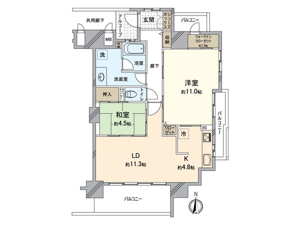 アルファステイツ平和町 3面バルコニーで日照・通風・眺望良好な物件です。