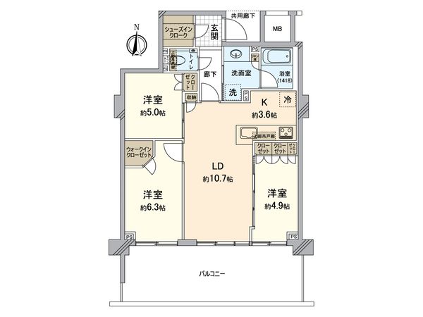 ライオンズタワー岡山千日前 間取図(平面図)