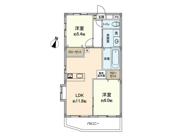 全室間取りは2LDKです。