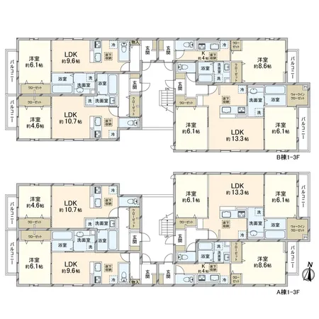 平面図（A棟・B棟）