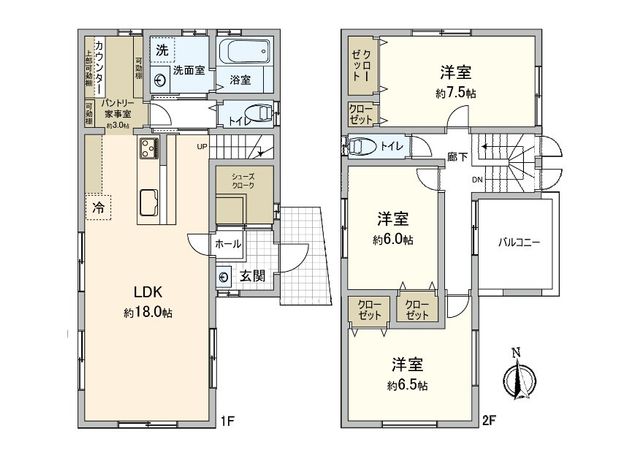 深川3丁目戸建 Nо.6 間取図(平面図) 深川3丁目戸建 Nо.6 間取図(平面図)
