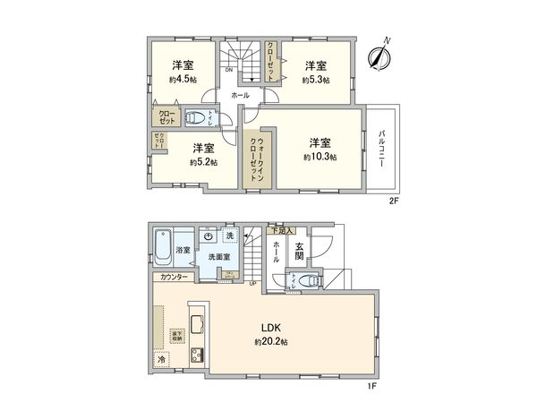 落合3丁目 新築Nо.2 間取図(平面図) 落合3丁目 新築Nо.2 間取図(平面図)