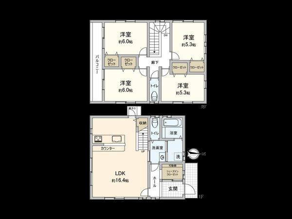 可部6丁目 戸建No.B 間取図(平面図) 可部6丁目 戸建No.B 間取図(平面図)
