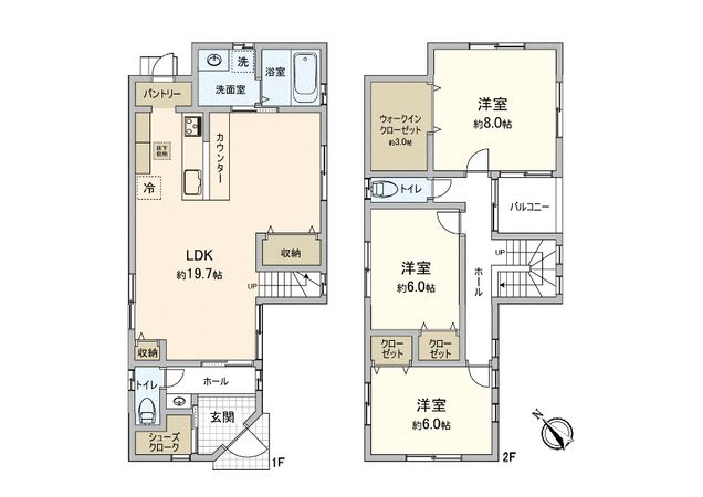 可部東4丁目 戸建No.3 間取図(平面図) 可部東4丁目 戸建No.3 間取図(平面図)