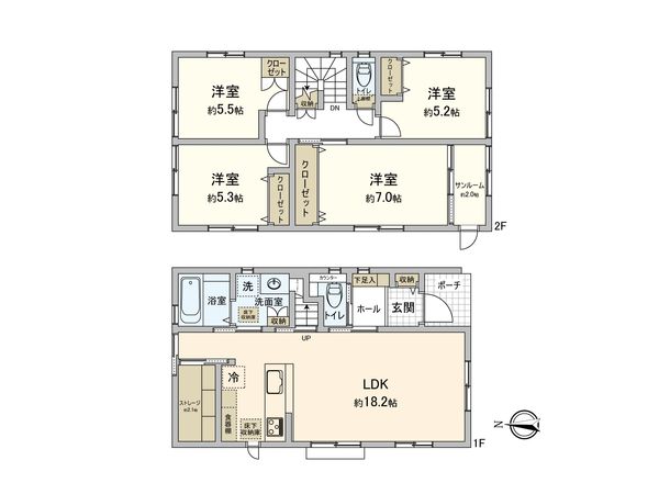 カーサ・ヴェルディ真亀3丁目 No.20B-2 間取図(平面図)