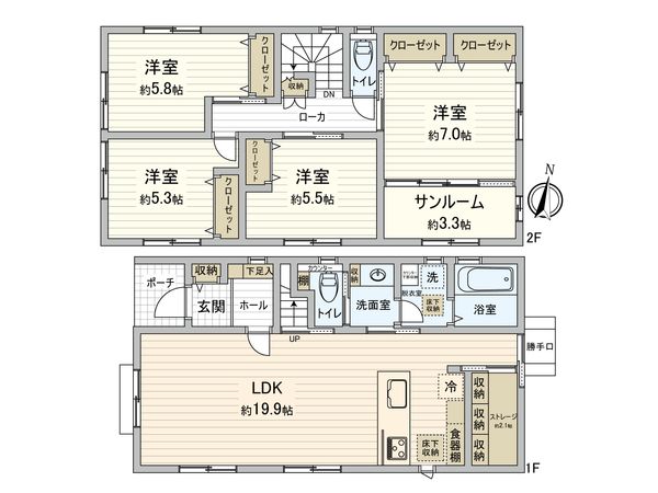 船越1丁目 新築(№1B-1) 間取図(平面図)