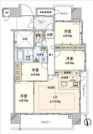 ウイング・タワー平和大通り 間取図(平面図) ウイング・タワー平和大通り 間取図(平面図)