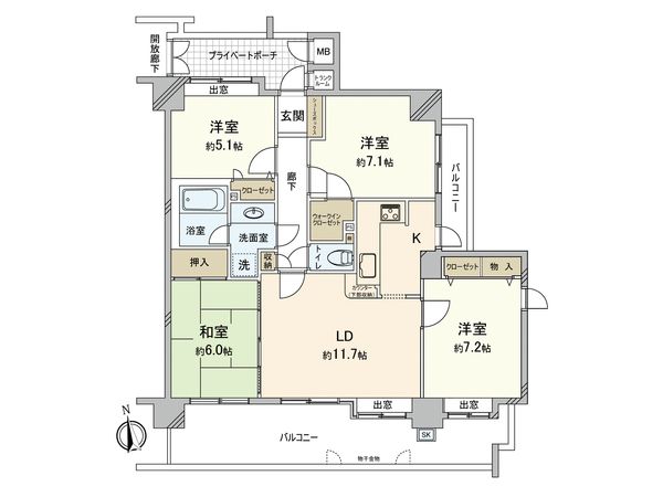ローレルコート白島九軒町 間取図(平面図)
