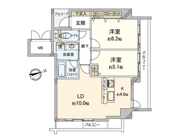 広島ガーデンシティ白島城北 ウエストタワー 間取図(平面図)
