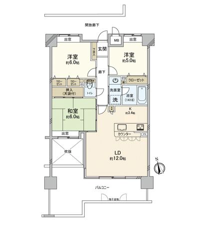ヴィラージュ吉島西 間取図(平面図) ヴィラージュ吉島西 間取図(平面図)