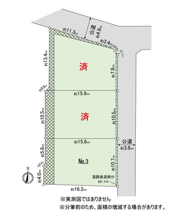 牛田東3丁目土地【Nо,3】 区画図 牛田東3丁目土地【Nо,3】 区画図