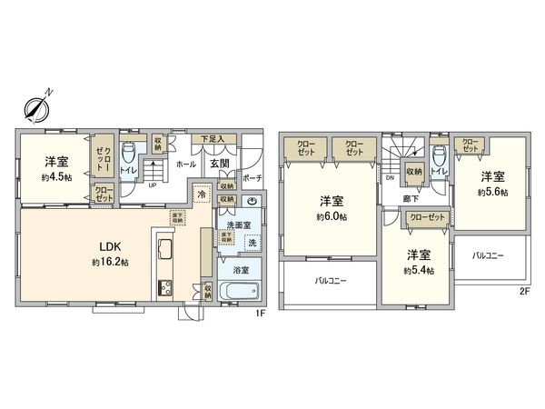 中野四丁目 新築戸建 5号棟 間取図(平面図) 中野四丁目 新築戸建 5号棟 間取図(平面図)