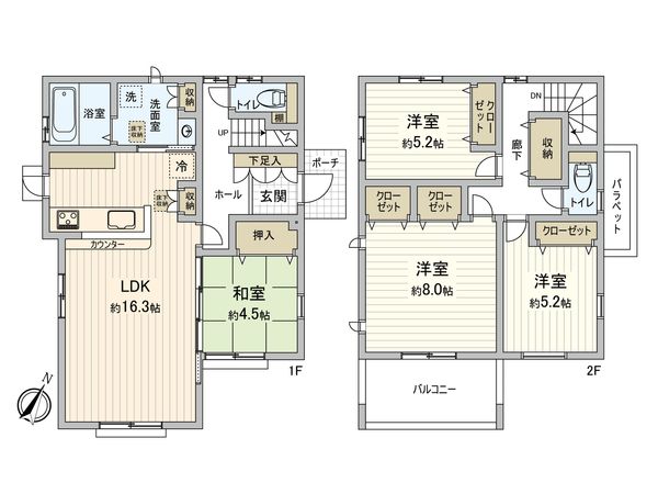 中野四丁目 新築戸建 6号棟 間取図(平面図) 中野四丁目 新築戸建 6号棟 間取図(平面図)