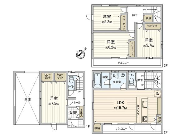 海田町西浜新築戸建 間取図(平面図) 海田町西浜新築戸建 間取図(平面図)