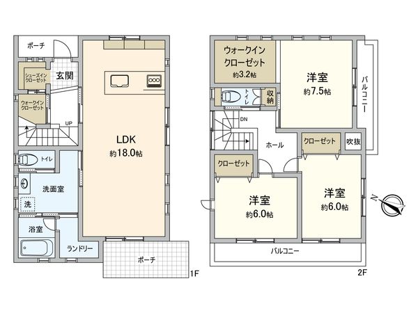 中野2丁目 新築戸建 2号棟 間取図(平面図) 中野2丁目 新築戸建 2号棟 間取図(平面図)