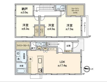 中山西二丁目 戸建 間取図(平面図)