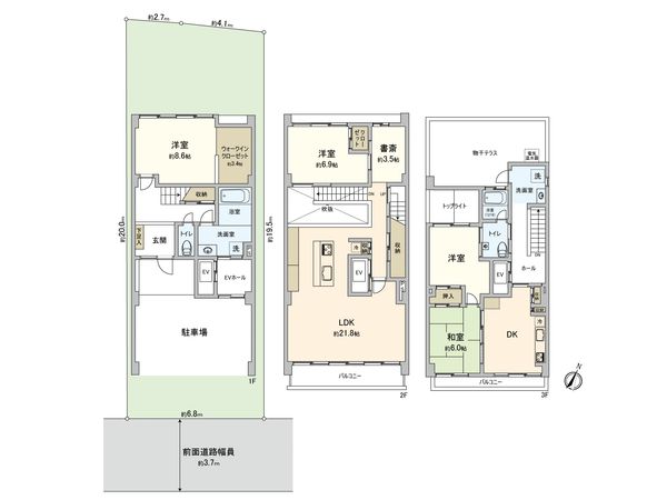 牛田中一丁目 戸建 間取図(平面図)