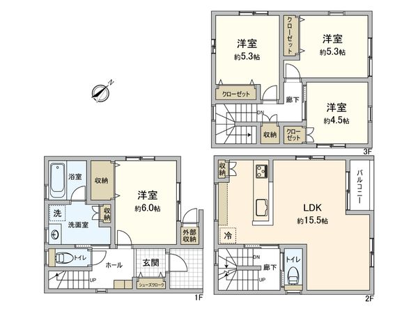 八幡三丁目 新築戸建NO.1 間取図(平面図)