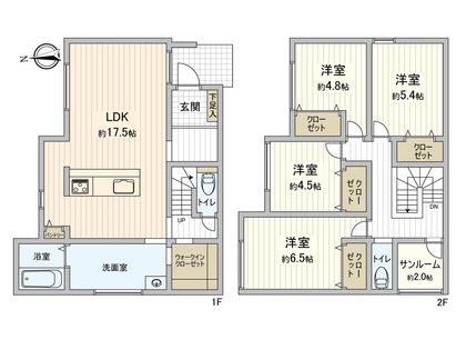 中山中町新築戸建 No.2 間取図(平面図)