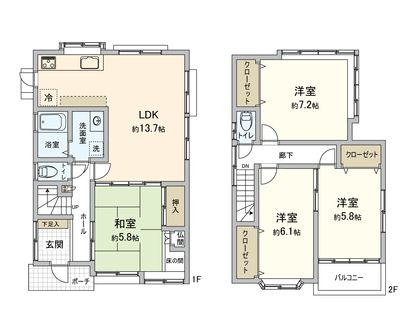 中山上二丁目 戸建 間取図(平面図)