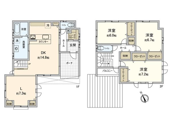 中溝2-3 戸建 間取図(平面図) 中溝2-3 戸建 間取図(平面図)