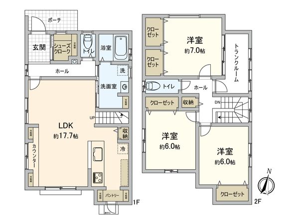 矢野東6丁目 戸建 間取図(平面図) 矢野東6丁目 戸建 間取図(平面図)