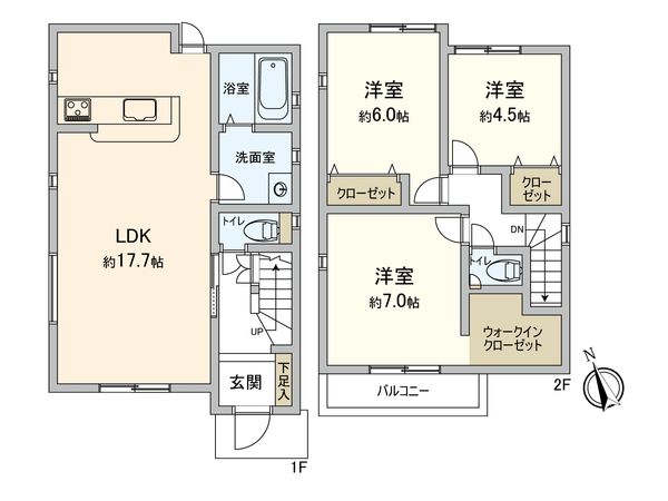 仁保一丁目新築戸建 2号棟 間取図(平面図) 仁保一丁目新築戸建 2号棟 間取図(平面図)