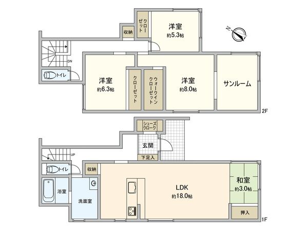 仁保二丁目新築戸建 2号棟 間取図(平面図) 仁保二丁目新築戸建 2号棟 間取図(平面図)