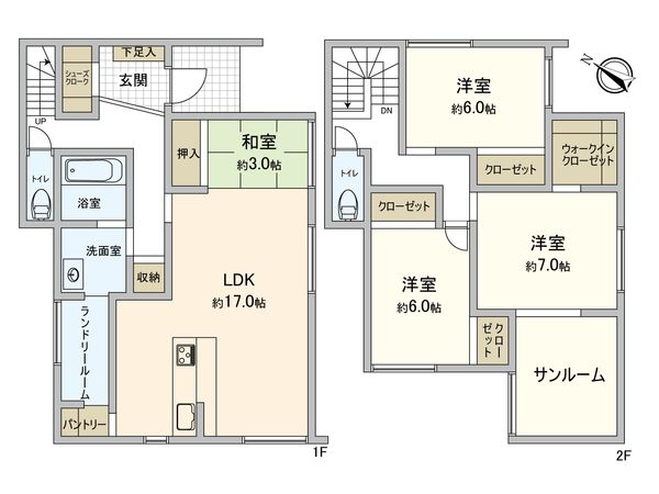 仁保二丁目新築戸建 3号棟 間取図(平面図) 仁保二丁目新築戸建 3号棟 間取図(平面図)