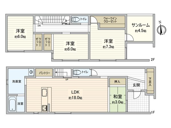 本浦町新築戸建 1号棟 間取図(平面図) 本浦町新築戸建 1号棟 間取図(平面図)