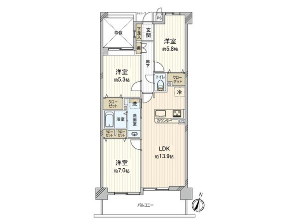 ダイアパレス東海田 間取図(平面図) ダイアパレス東海田 間取図(平面図)