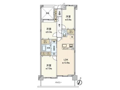 ダイアパレス東海田 間取図(平面図)