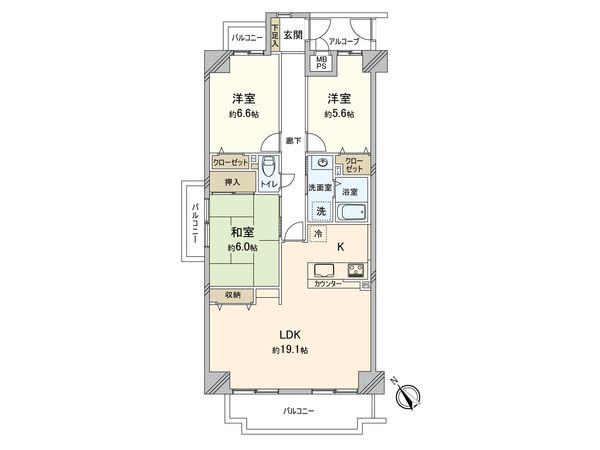 サンヒルズCO-OPマンション A棟 間取図