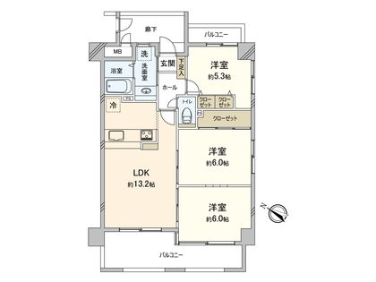 戸坂山崎コープマンション 間取図(平面図)