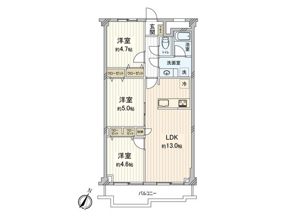サンライズ東雲 A棟 間取図(平面図) サンライズ東雲 A棟 間取図(平面図)