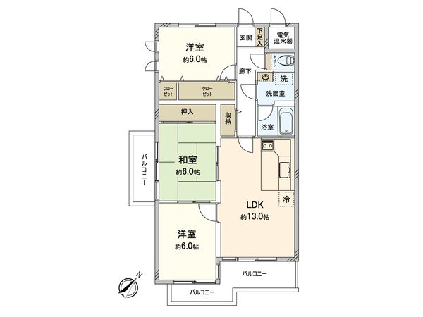 牛田旭CO-OPマンション 間取図(平面図) 牛田旭CO-OPマンション 間取図(平面図)