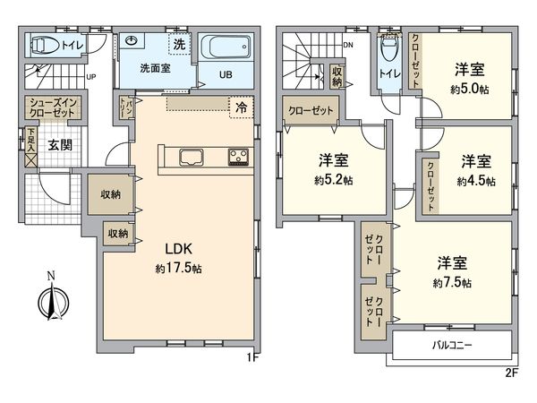 西古松一丁目新築戸建 間取図(平面図) 西古松一丁目新築戸建 間取図(平面図)