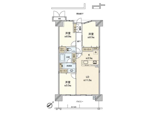 ポレスター倉敷駅西 間取図(平面図) ポレスター倉敷駅西 間取図(平面図)