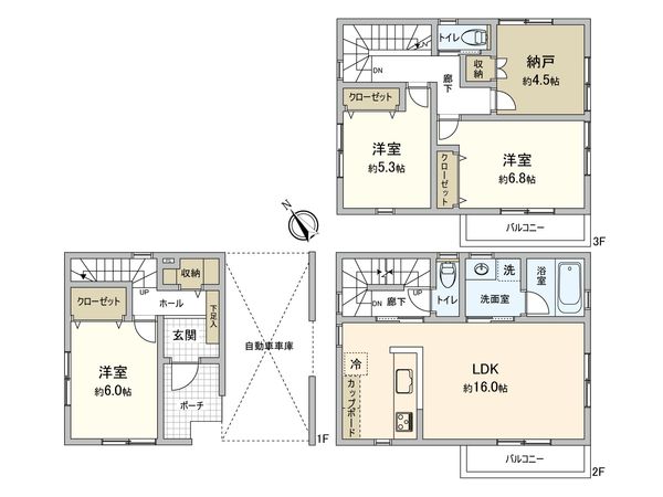 庚午中1丁目 7号棟 新築戸建て 間取図(平面図) 庚午中1丁目 7号棟 新築戸建て 間取図(平面図)
