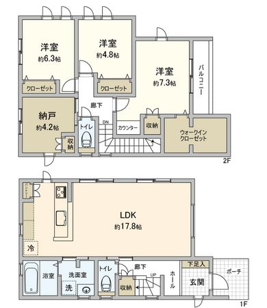 庚午中1丁目 10号棟 新築戸建て 間取図(平面図) 庚午中1丁目 10号棟 新築戸建て 間取図(平面図)