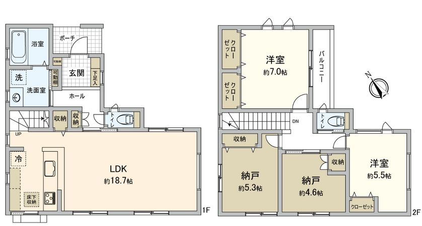 庚午中1丁目 12号棟 新築戸建て 間取図(平面図) 庚午中1丁目 12号棟 新築戸建て 間取図(平面図)
