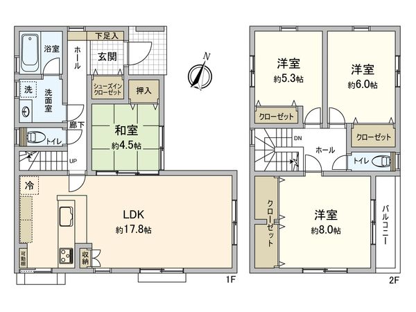 己斐東2丁目 新築戸建 間取図(平面図) 己斐東2丁目 新築戸建 間取図(平面図)