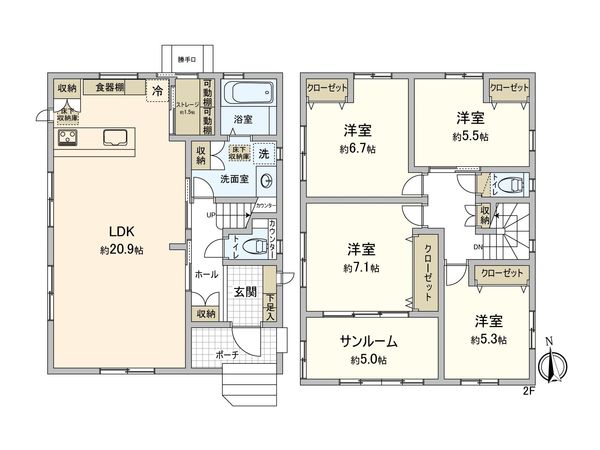 カーサ・ヴェルディ井口鈴が台2丁目No.13B-1 間取図(平面図) カーサ・ヴェルディ井口鈴が台2丁目No.13B-1 間取図(平面図)