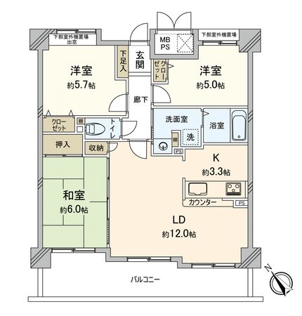サンシティ庚午中 間取図(平面図) サンシティ庚午中 間取図(平面図)