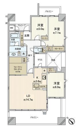 クレアセトル庚午中 間取図(平面図) 間取図(平面図)