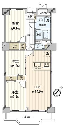 ライオンズマンション己斐本町 間取図(平面図) 間取図(平面図)