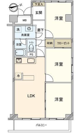 コープ野村本川 間取図(平面図) コープ野村本川 間取図(平面図)