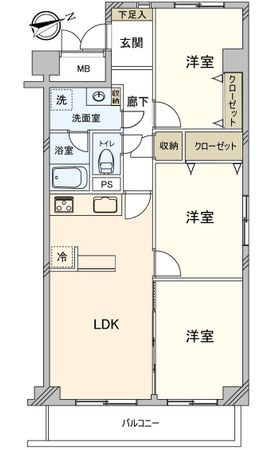 コープ野村本川 間取図(平面図)