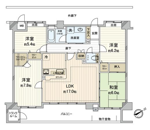 クレアセトル南観音 間取図(平面図) クレアセトル南観音 間取図(平面図)